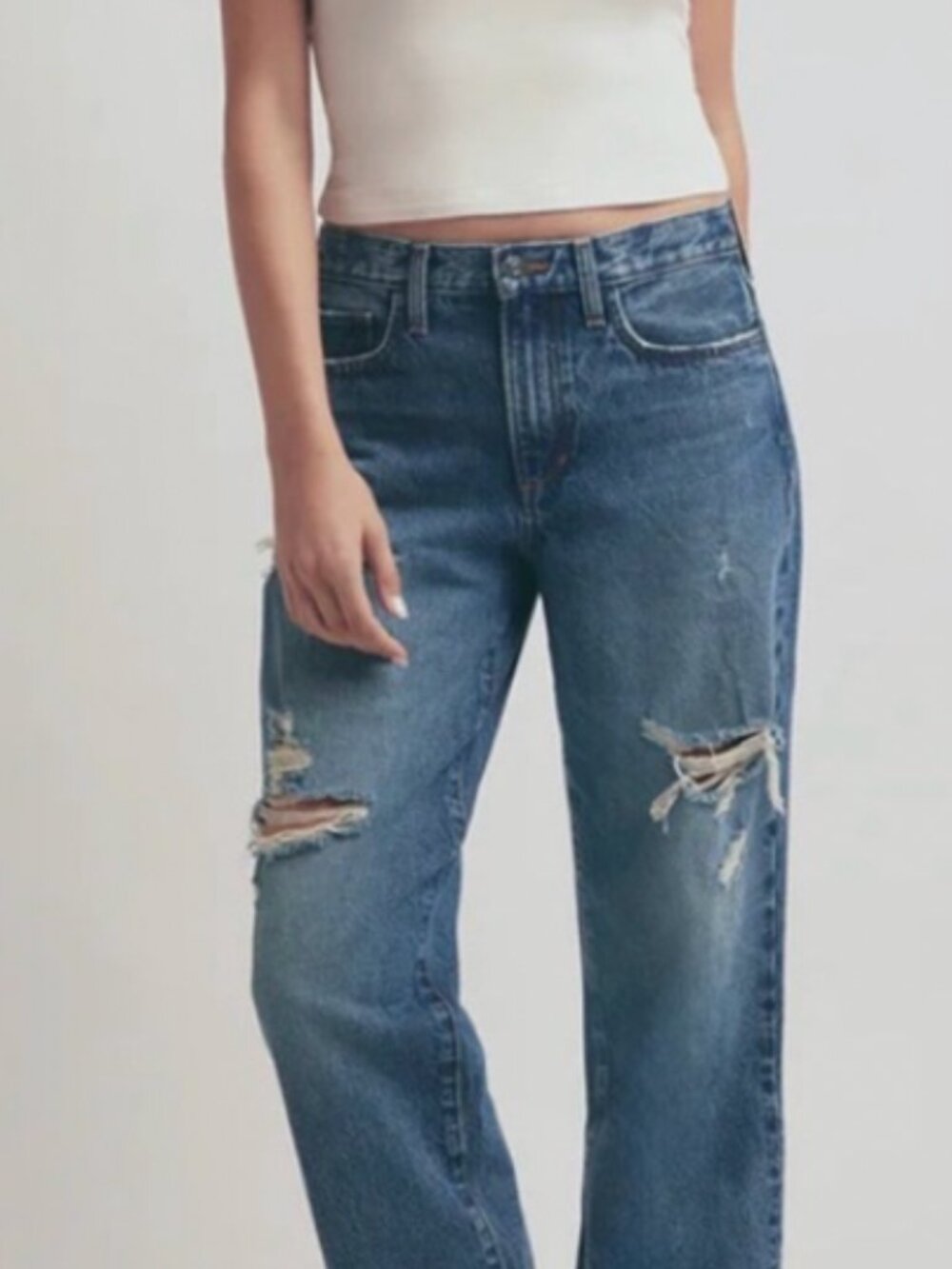 Favorite Daughter Distressed The Tommy Low Slung long straight jeans - Boston